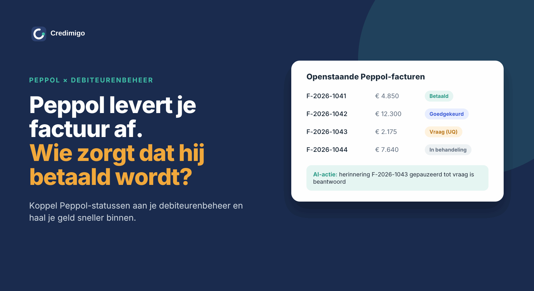 Peppol delivers the invoice; accounts receivable tracks payment