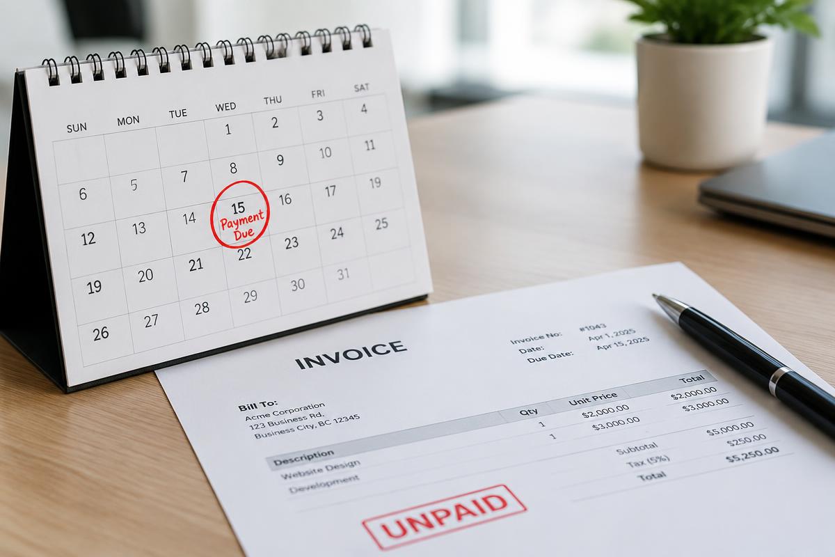 Kalender mit markierter Zahlungsfrist einer offenen Rechnung