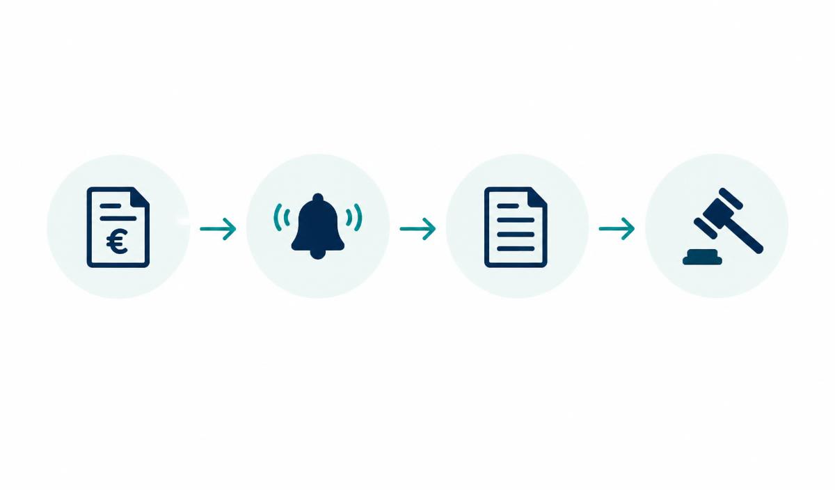Steps of the receivables process from invoice to collection